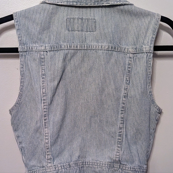 Guess Denim Stripped Cropped Vest - Picture 3 of 6